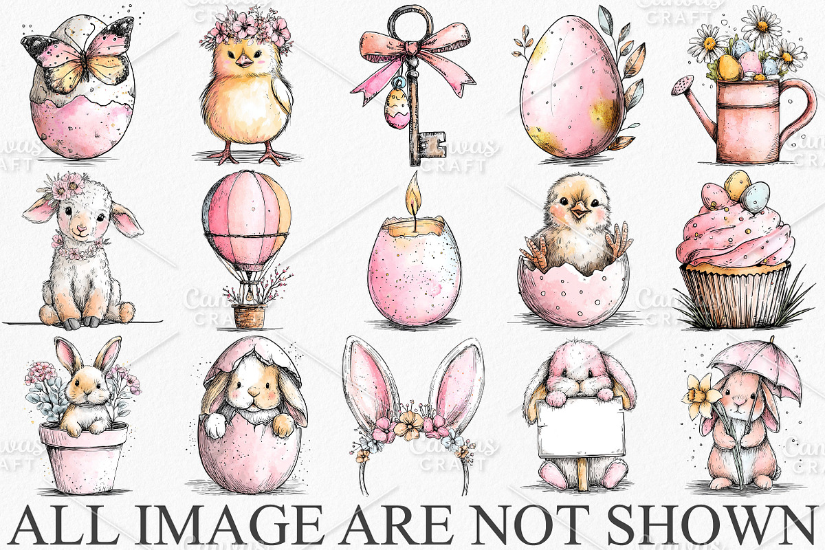 Easter Spring Hand Drawn Clipart PNG, an Illustration by Canvas Craft (Photo 3 of 7)