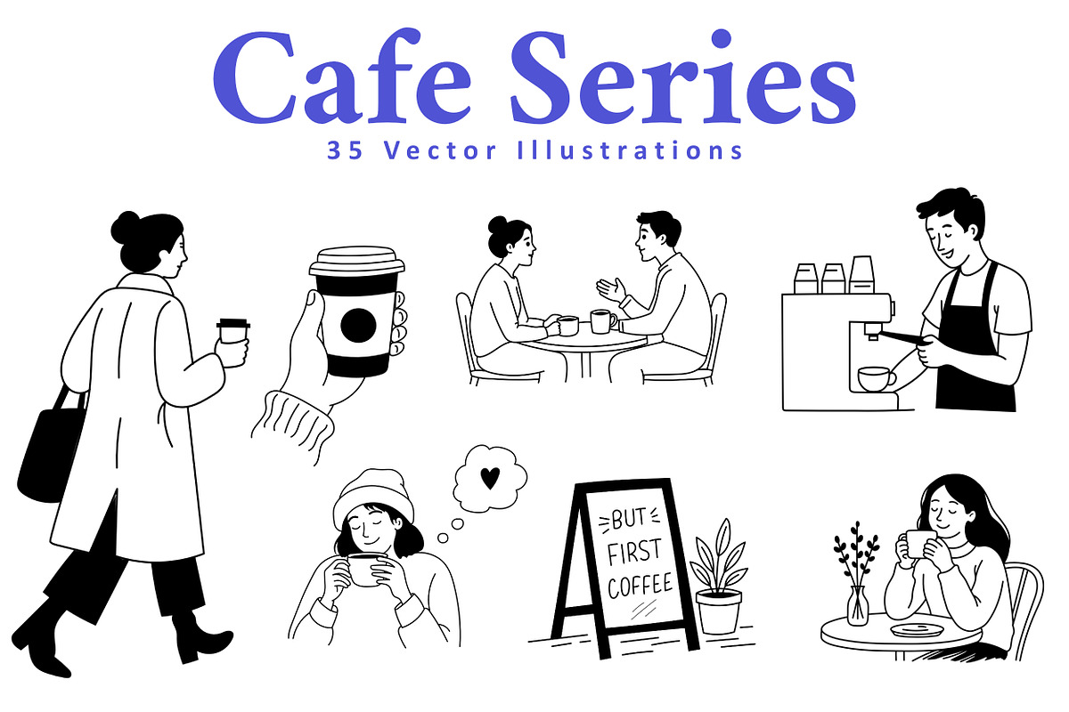 35 Cafe | Coffee vector Illustration, a Person Illustration by aivos (Photo 1 of 6)