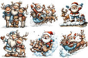 Christmas Santa & Reindeer Clipart, an Illustration by Craft Nest (Thumbnail 8 of 8)