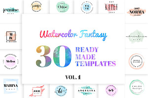 Watercolor Fantasy Logo Kit Vol. 1