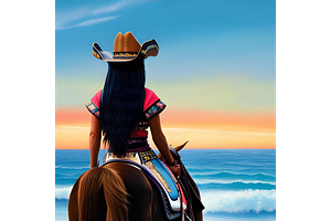 Custom art, Seaside Boho Cowgirl