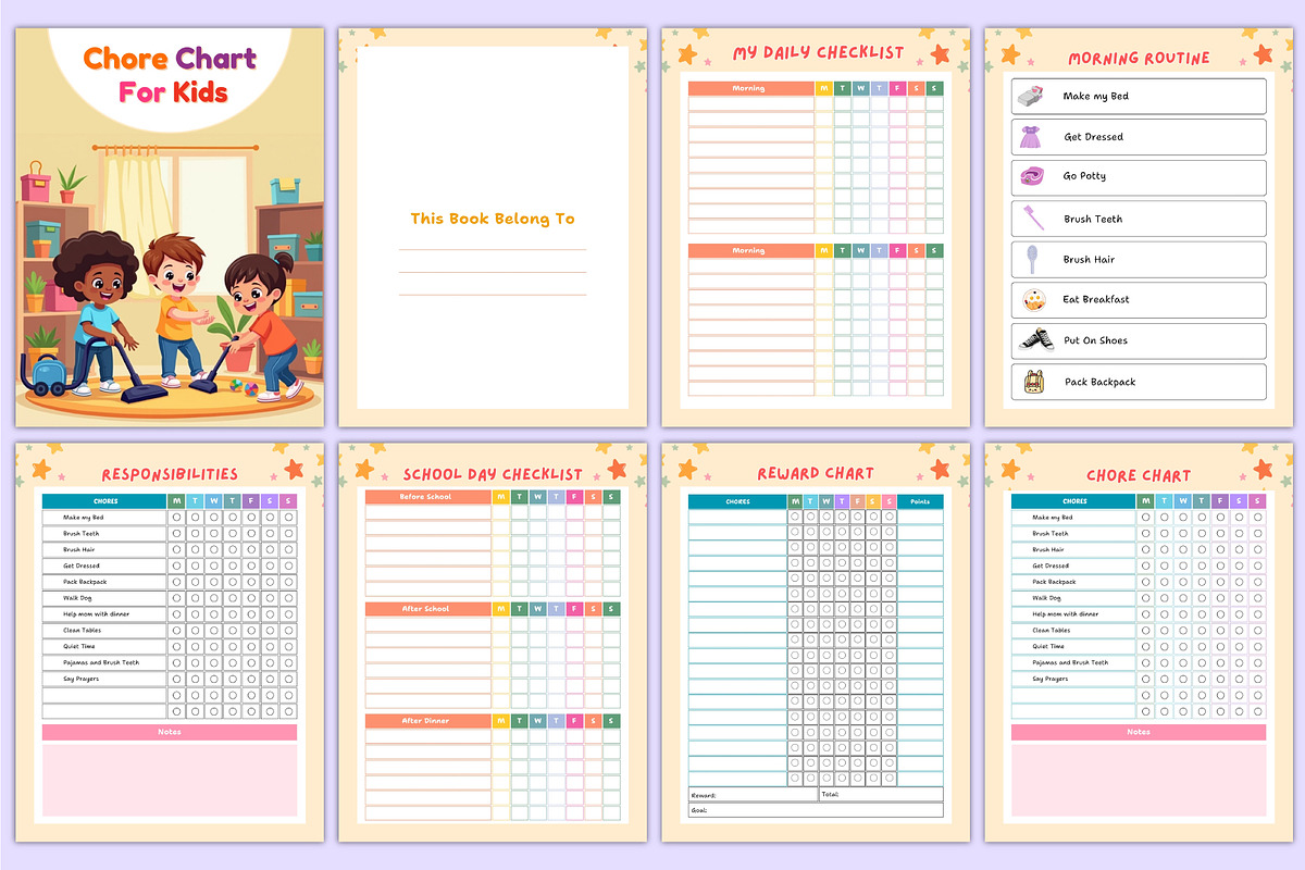 Chore Chart For Kids Canva Kdp, a Stationery Template by Mustafiz (Photo 2 of 4)