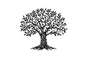 Elegant Olive Tree Silhouette