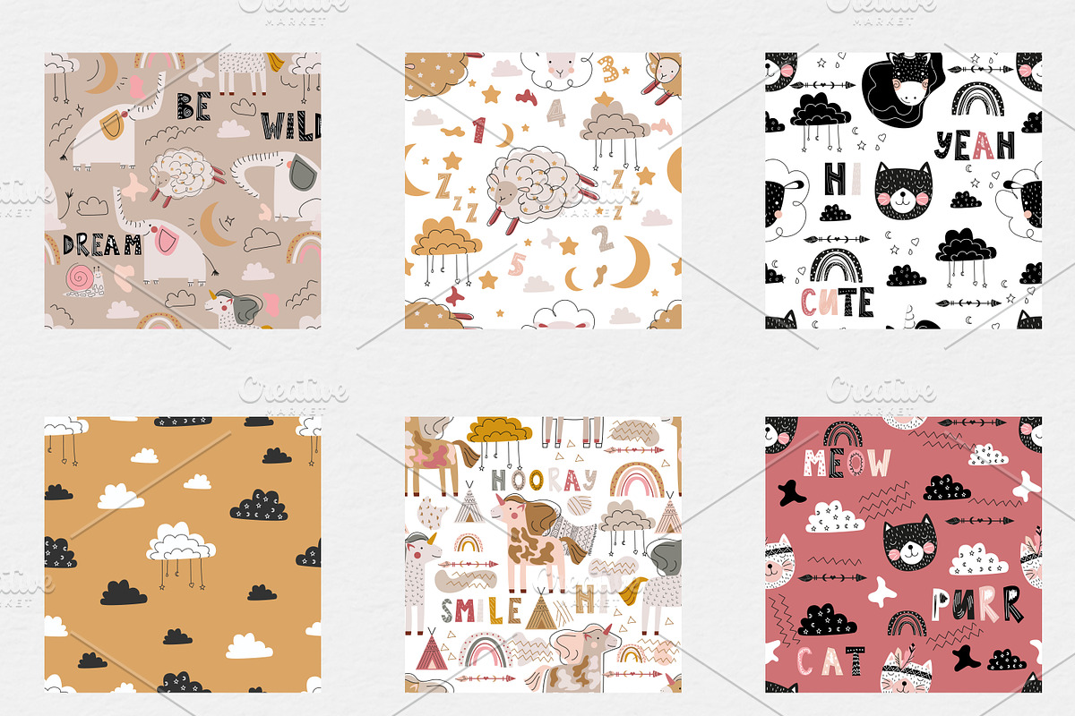 childish pattern + 92 elements BONUS, a Background Graphic by Lineli (Photo 3 of 8)