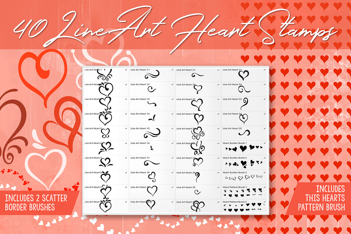 Line Art Hearts Procreate/Affinity, a Brush Add-On by DeloresArt (Photo 2 of 14)