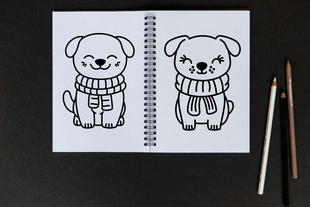 12 Cute Puppy Dog Wearing Scarf, an Animal Illustration by jongcreative (Photo 3 of 6)