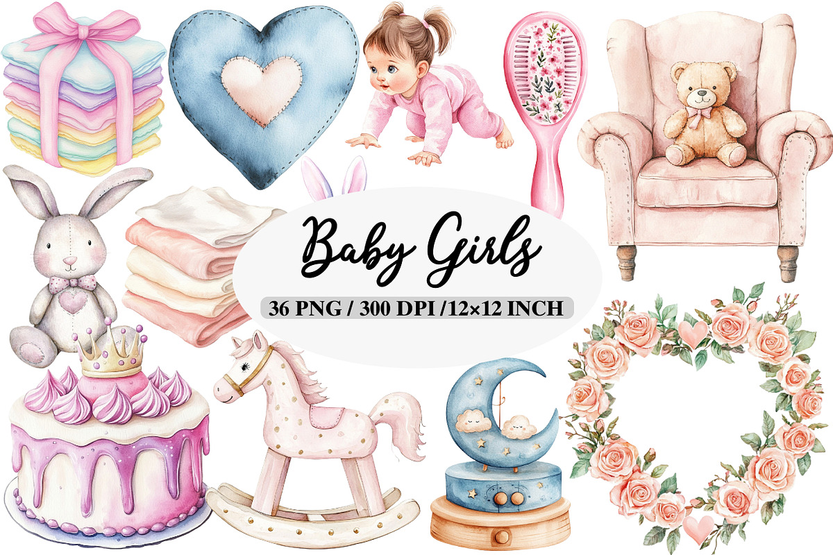 Baby Girls Clipart, an Illustration by Daily.Designs (Photo 1 of 5)