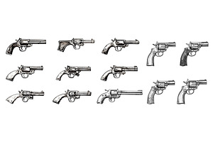 Vintage Guns Sketch Objects