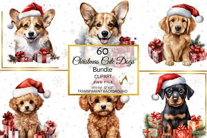 Christmas Dogs Clipart Bundle