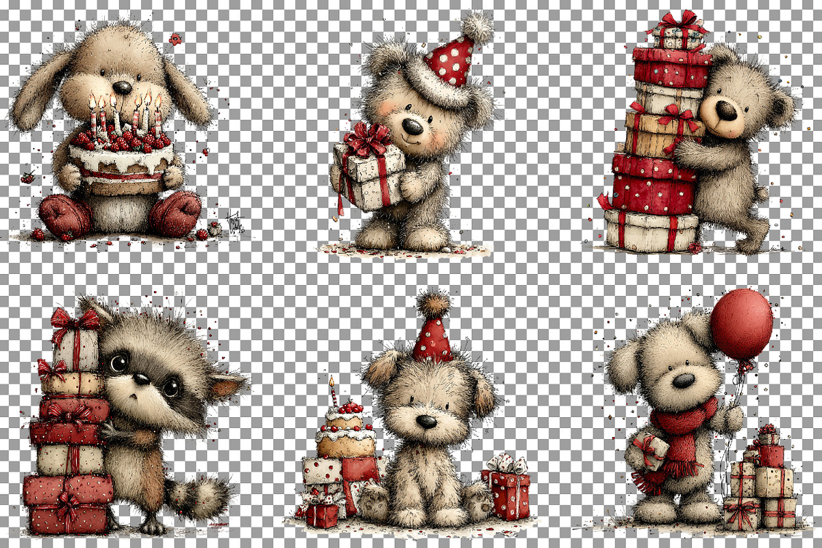 Whimsical Birthday Animals Clipart, an Illustration by Sublimation Artist (Photo 4 of 7)