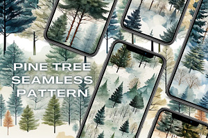 PINE TREE FOREST Seamless Pattern