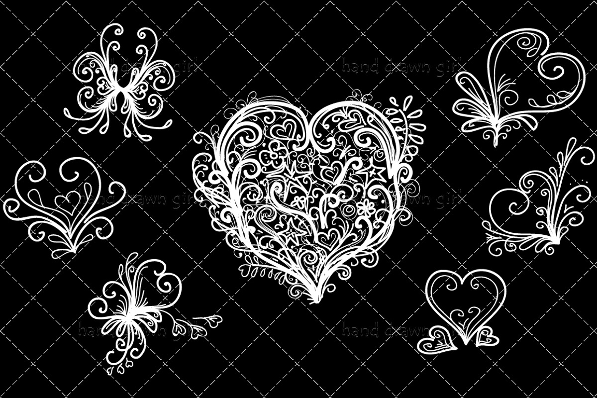 Stylized Hand Drawn Hearts preview 3