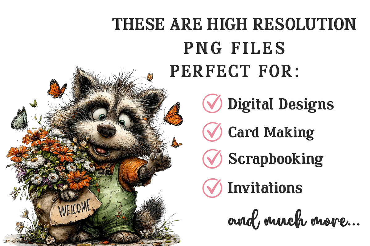 Whimsical Spring Raccoon Clipart, an Illustration by OK Design (Photo 6 of 6)
