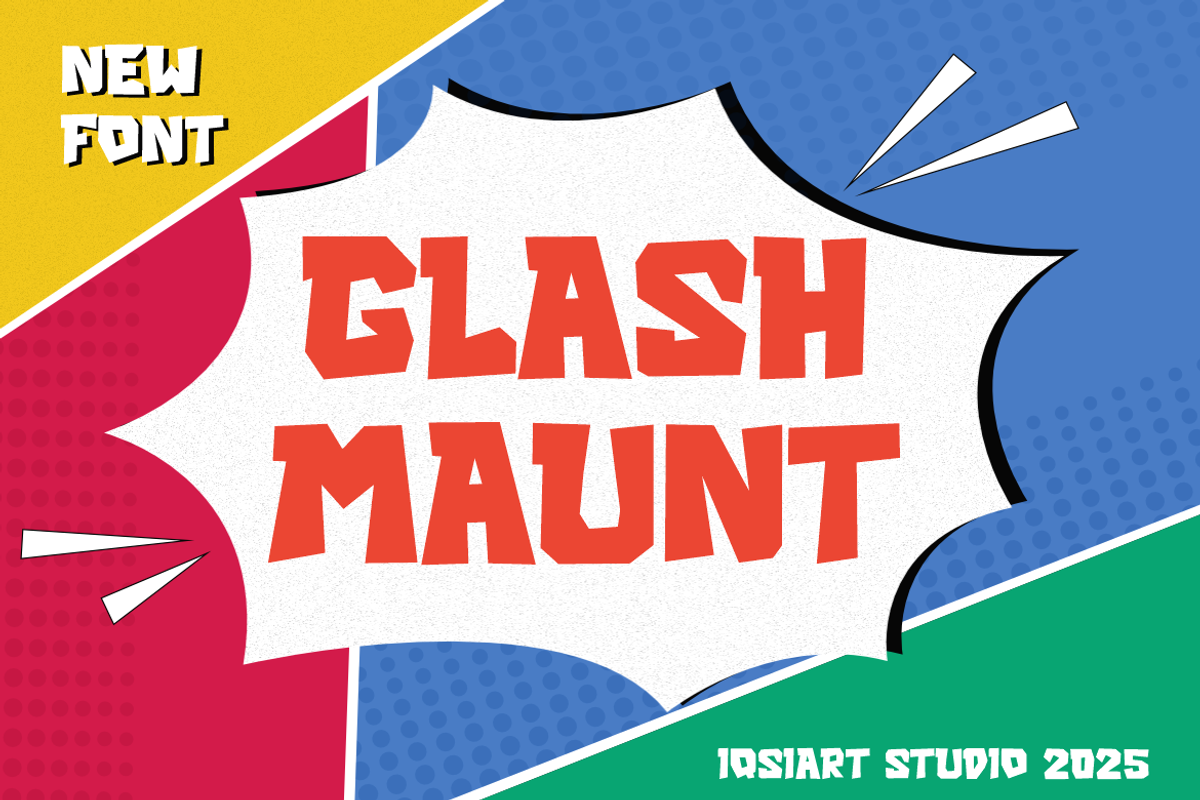 Glash Maunt - Comic Font, a Sans Serif Font by Iqsiart Studio (Photo 1 of 7)