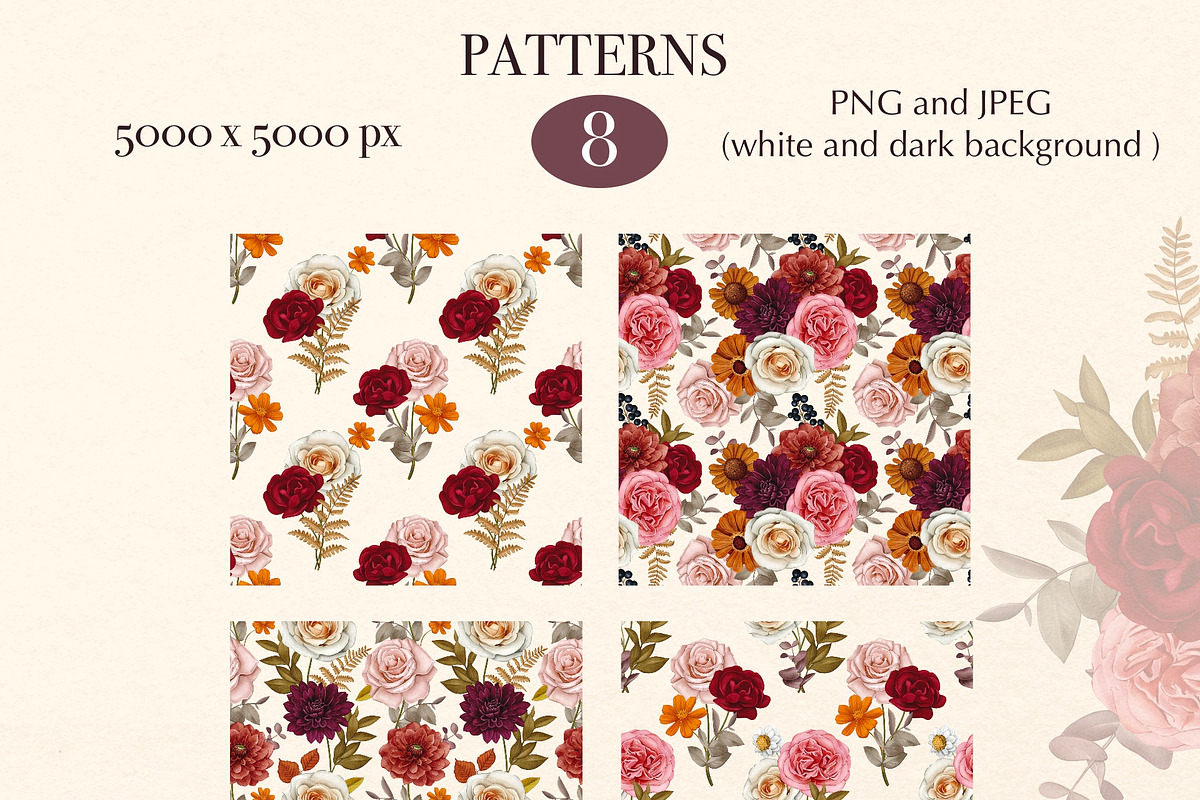 Autumn Blooms Watercolor Flowers, a Seasonal Illustration by DiashaArt (Photo 6 of 11)