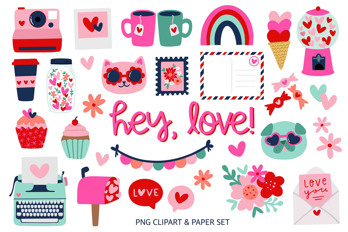 Hey Love Valentine Clipart Paper Set, an Object Graphic by Studio Hello Joy (Photo 1 of 3)