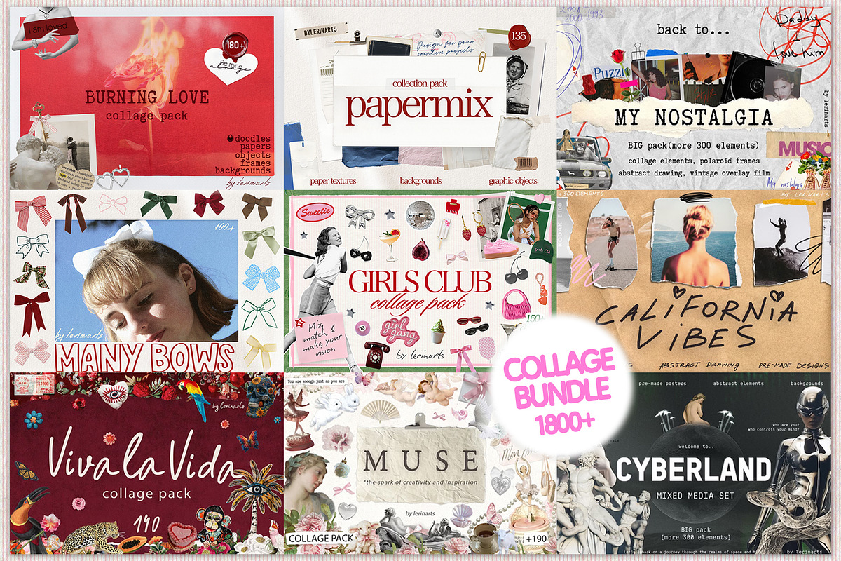 COLLAGE BUNDLE pack (1800+), an Object Graphic by lerinartstudio (Photo 1 of 10)