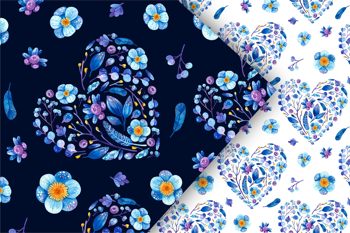 Floral Hearts Clipart & Patterns, a Decorative Illustration by Valin Malin (Photo 14 of 16)
