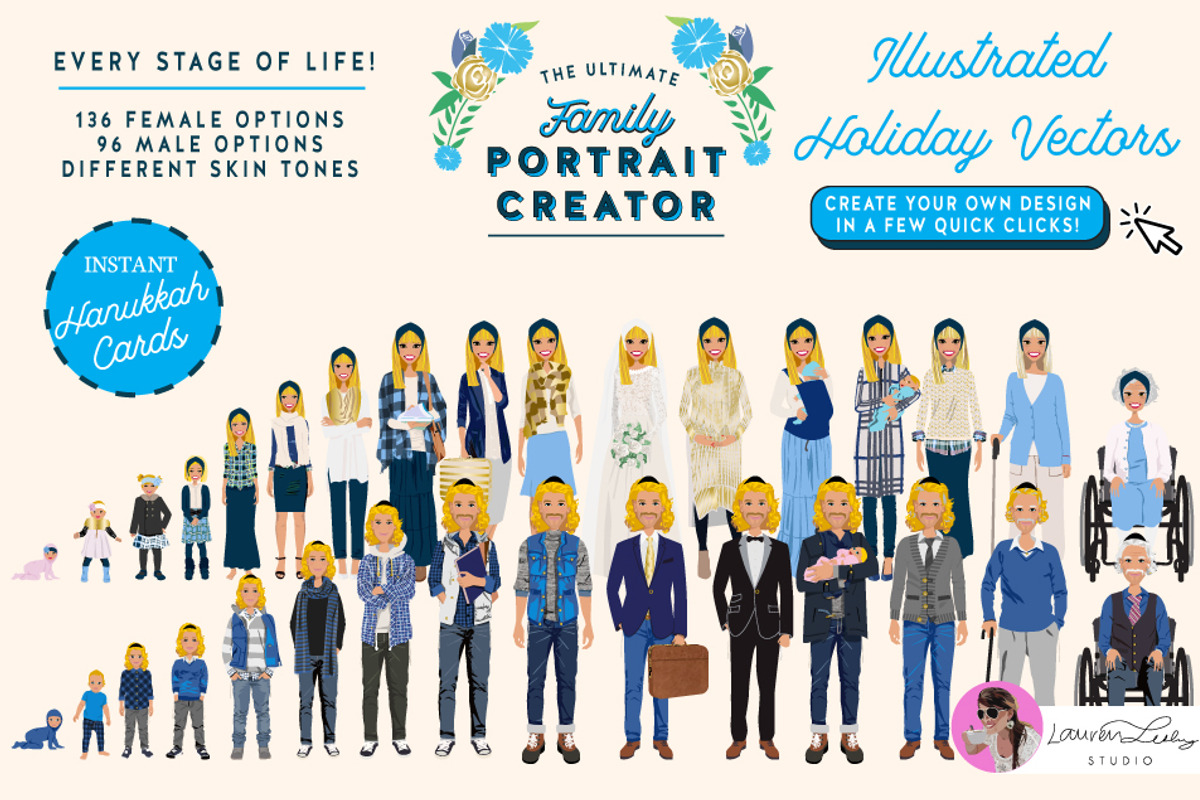 Portrait Creator Jewish Hanukkah, a Person Illustration by Lauren Lesley Studio (Photo 15 of 16)