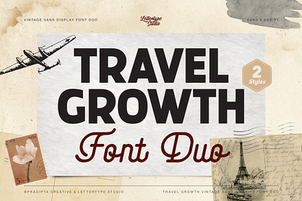Travel Growth Vintage Font Duo