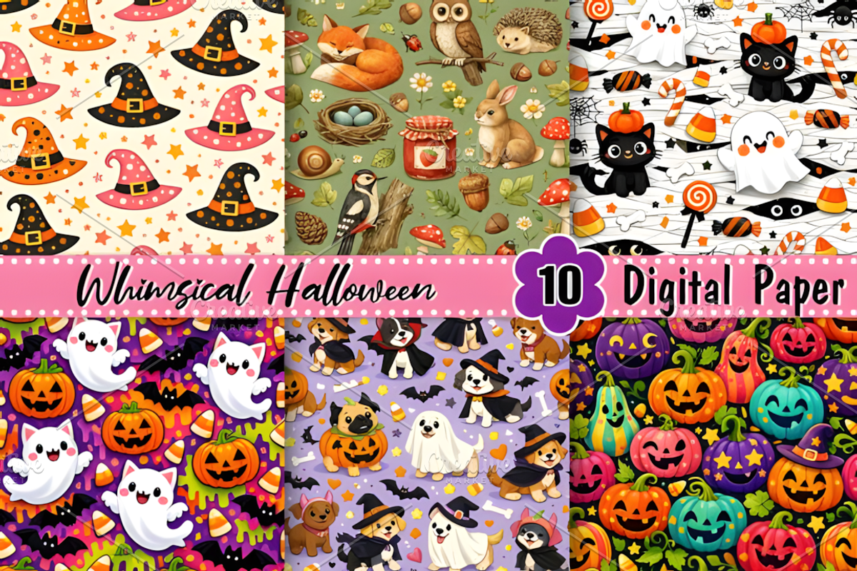 Whimsical Halloween Digital Paper, a Pattern Graphic by Coco Bloom (Photo 2 of 3)