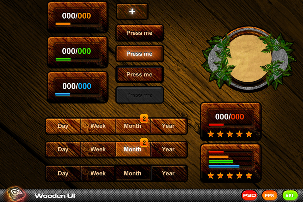 Wooden Game UI Kit preview 3