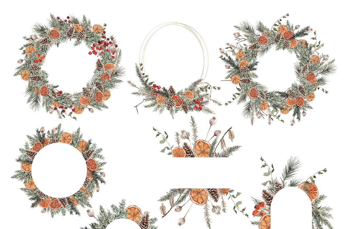 Watercolor Clipart - Winter Wildwood, a Decorative Illustration by Beigetime (Photo 9 of 16)
