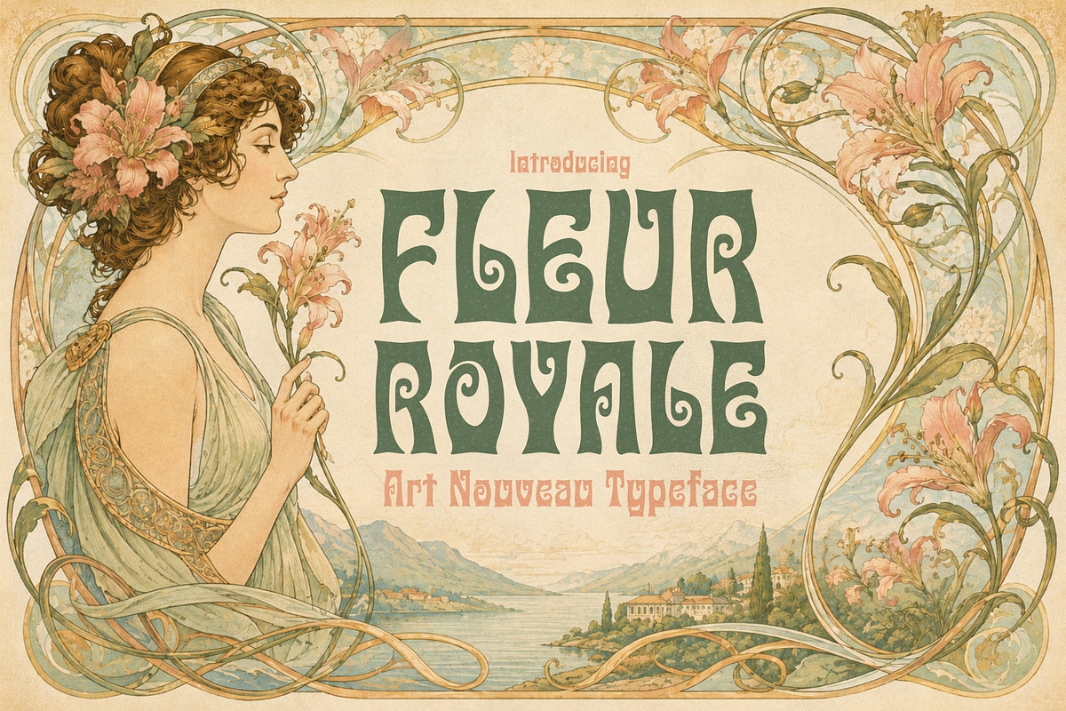 Fleur Royale - Art Nouveau Typeface, a Serif Font by HipFonts (Photo 1 of 10)