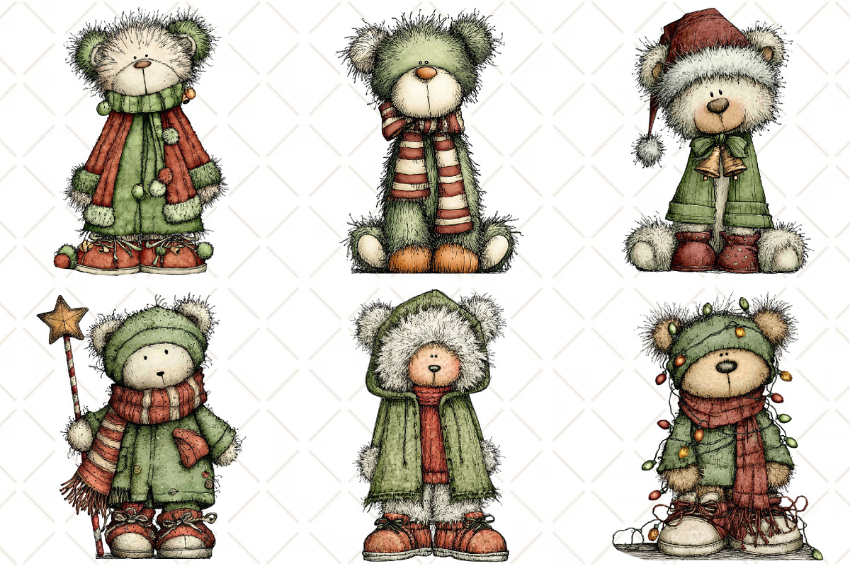 Whimsical Christmas, Teddy, Clipart, an Animal Illustration by Black Bird Studio (Photo 5 of 6)