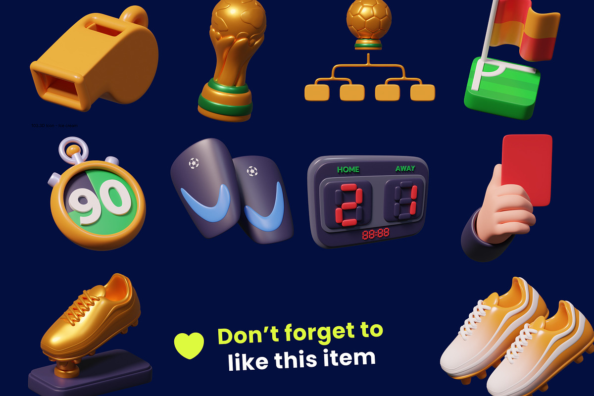 Football & Soccer 3D Icon Pack, an Environmental 3D Model by orenjidesign (Photo 8 of 8)