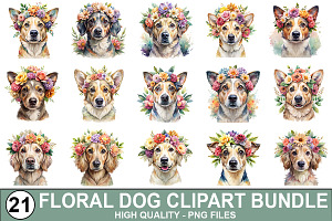 Dog Wearing Flower Crown Bundle, a Graphic by crative8112