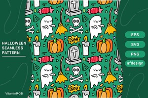 Seamless Halloween Doodle Pattern