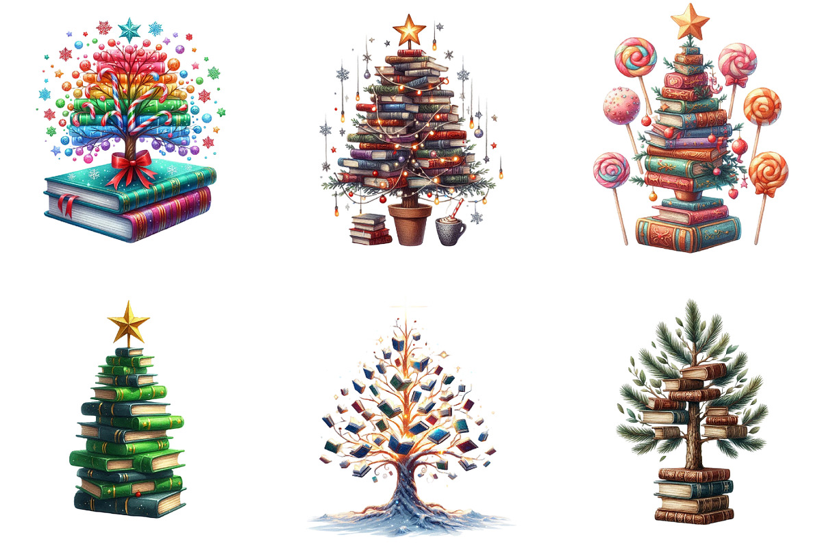 Christmas Books Tree Clipart, an Illustration by DreamArtGraphic (Photo 3 of 6)