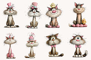 Whimsical Easter Cats clipart, an Illustration by Designworld (Thumbnail 4 of 9)