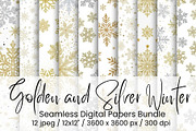 Golden and Silver Winter Seamless, an Illustration by Mashimara (Thumbnail 1 of 5)