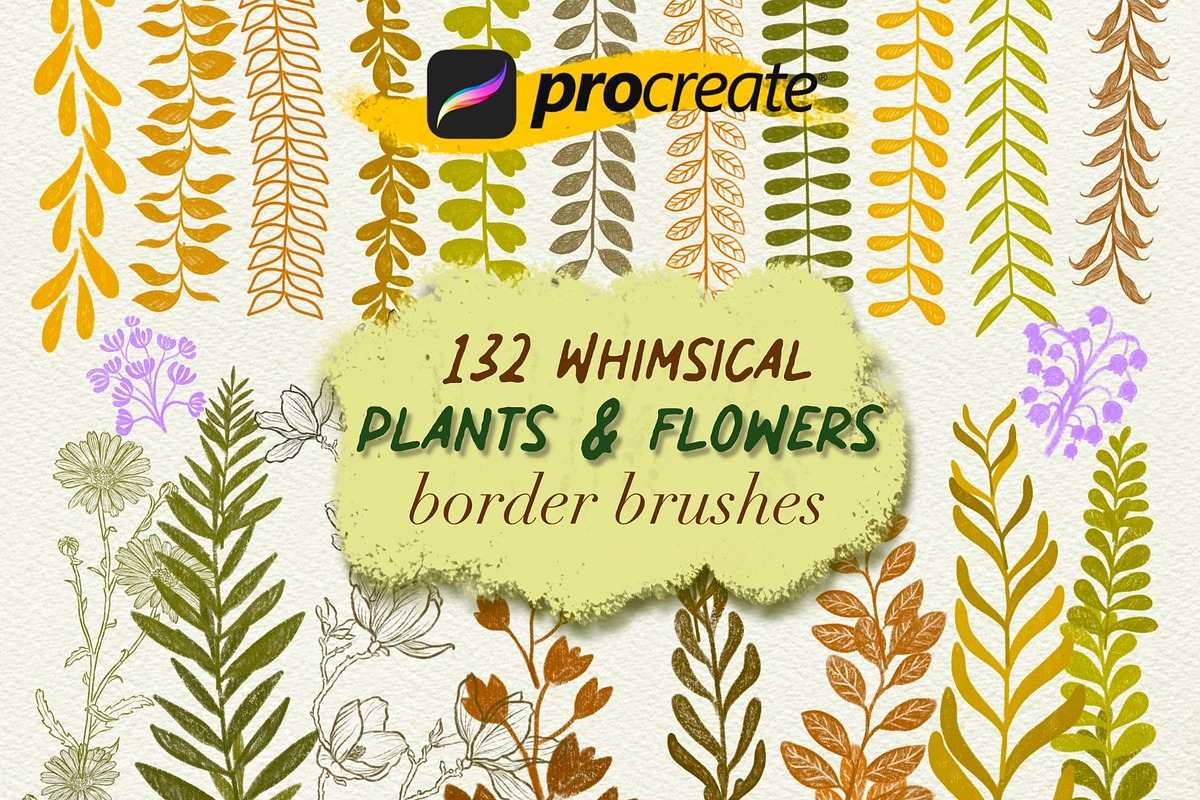 Whimsical Plants Procreate Brushes, a Brush Add-On by Fashion Workshop Bkk (Photo 1 of 11)