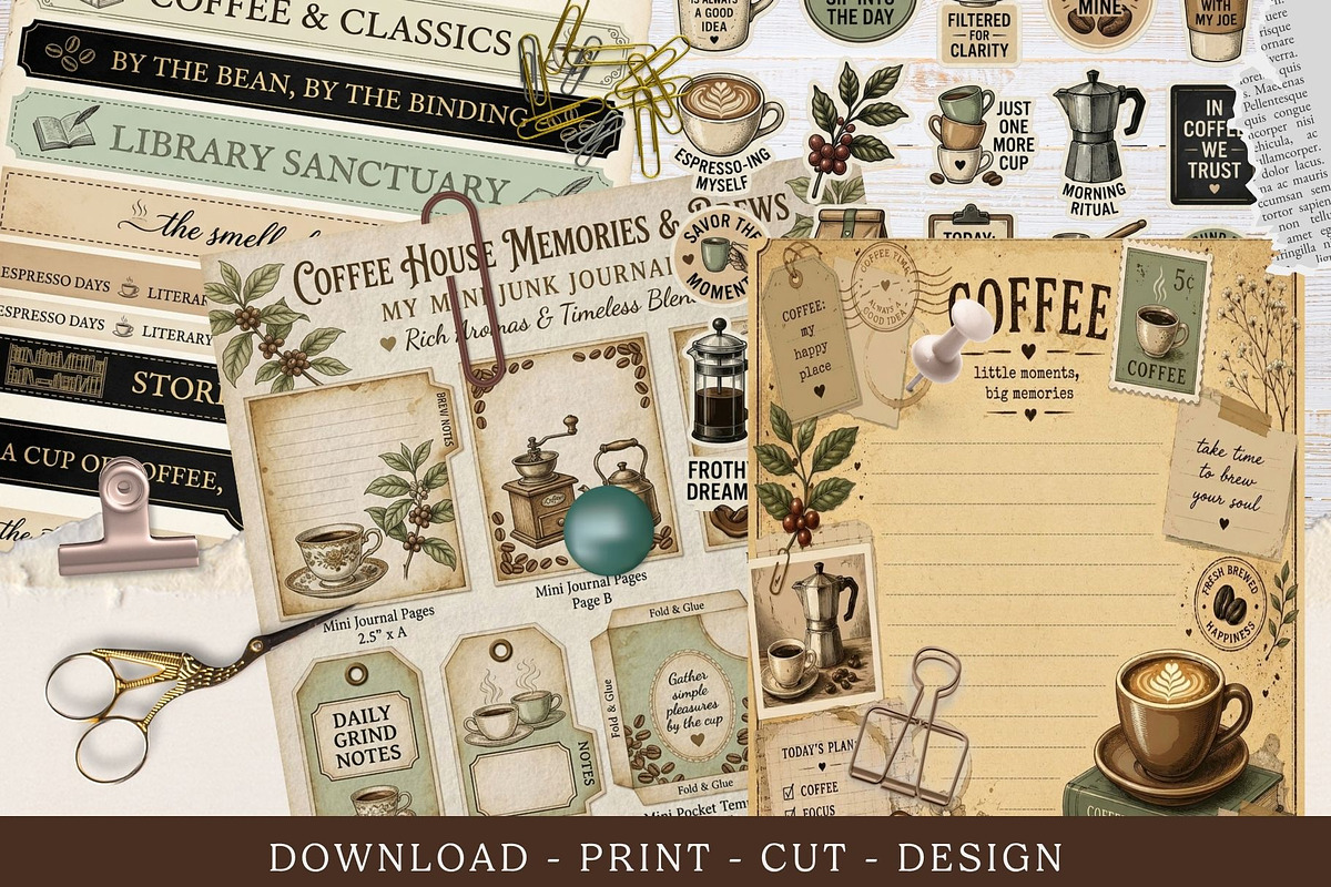 Coffee & Book Lover's Journal Kit, an Object Graphic by Traveling Designer (Photo 4 of 5)