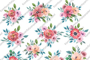 Watercolor Clipart. Floral Art Png