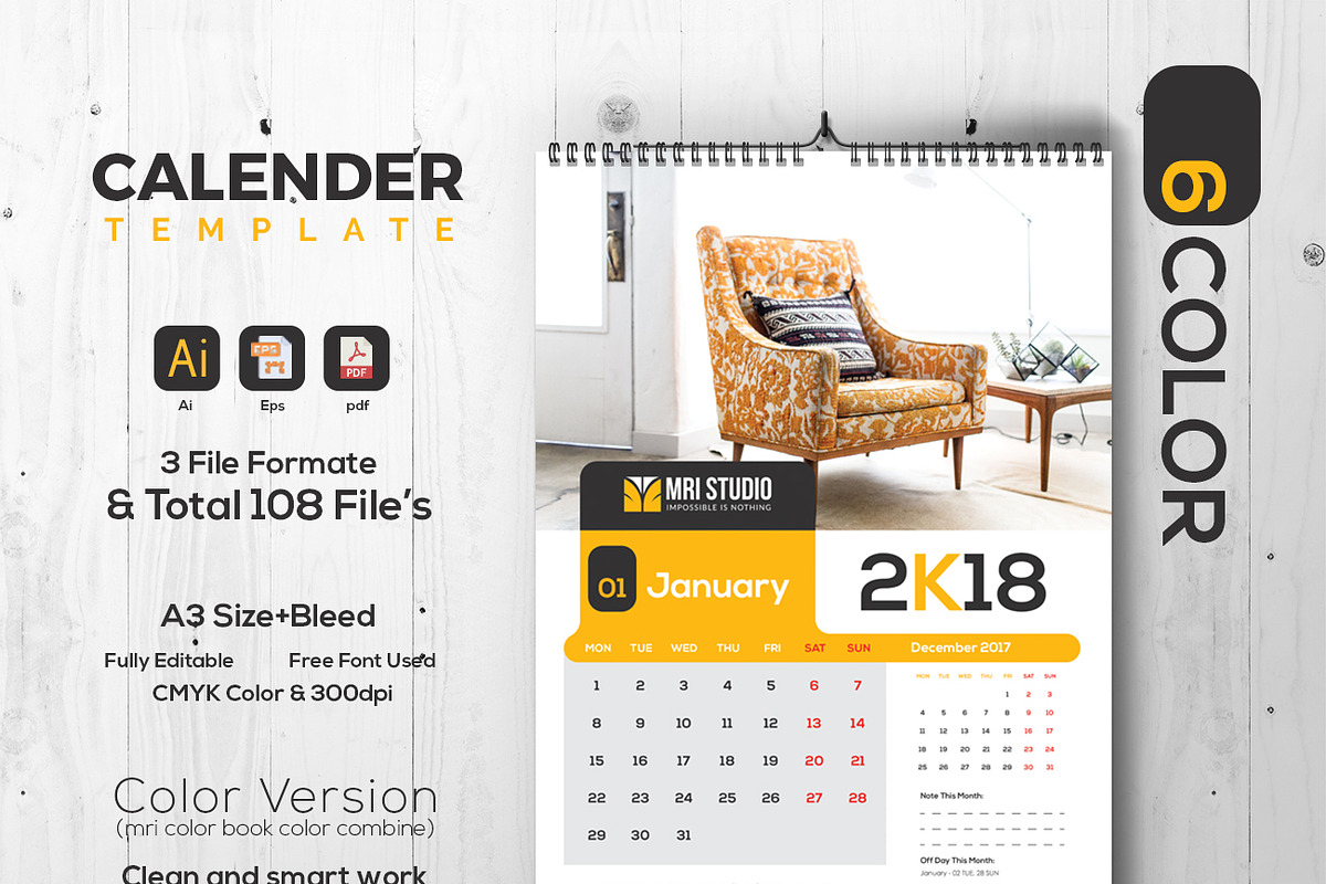 Calander Template, a Stationery Template by MRI STUDIO (Photo 1 of 12)