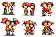 Whimsical Valentine Couple Clipart, an Illustration by CreationArt (Thumbnail 3 of 7)