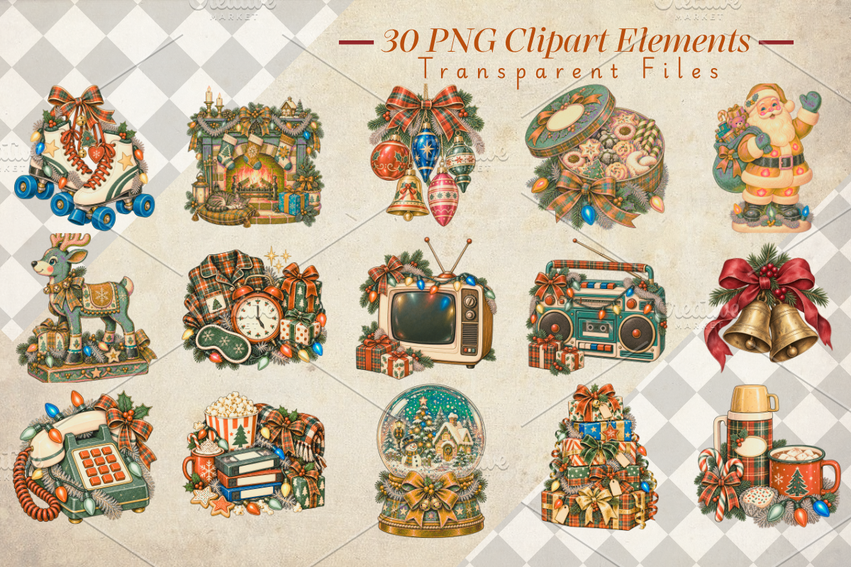 Nostalgic Christmas Clipart Bundle, a Seasonal Illustration by Ink Gallery (Photo 3 of 10)
