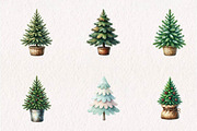 Watercolor Christmas Tree Clipart, a Seasonal Illustration by CreationArt (Thumbnail 2 of 7)