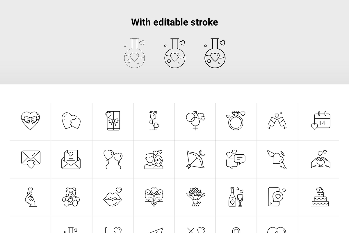 Valentines line icon pack, an Outline Icon by Ragul Creates (Photo 3 of 3)