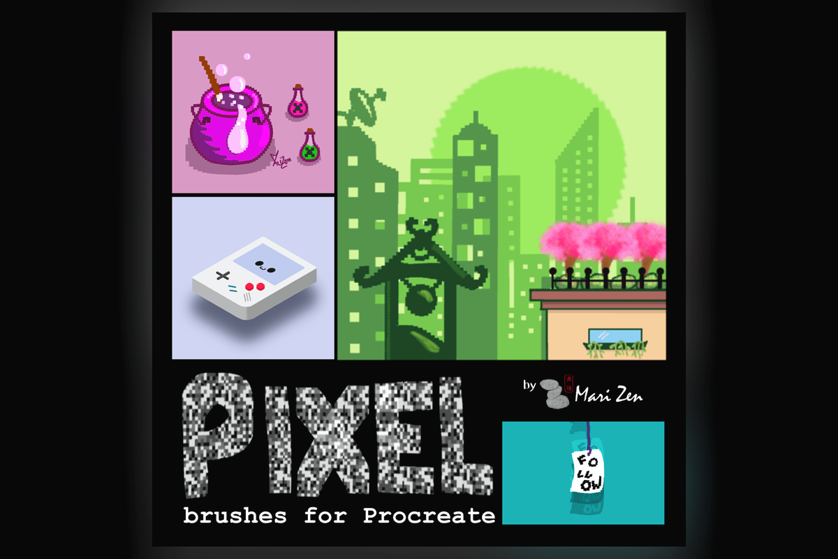 79 Pixel Art Brushes for Procreate, a Brush Add-On by byMariZen (Photo 3 of 4)