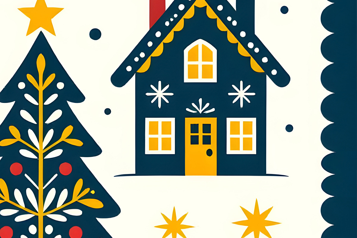 Christmas Delight in Blue and Gold, a Decorative Illustration by Sharon Schwalbe (Photo 3 of 5)