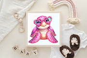 Watercolor Pink Sea Turtle Clipart, an Illustration by CraftArtStudio (Thumbnail 6 of 6)