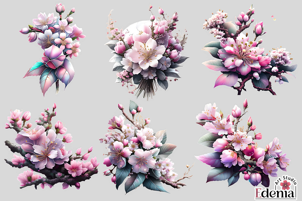 Cherry Blossom Sakura Flowers, a Seasonal Illustration by EdeniaArtStudio (Photo 3 of 8)