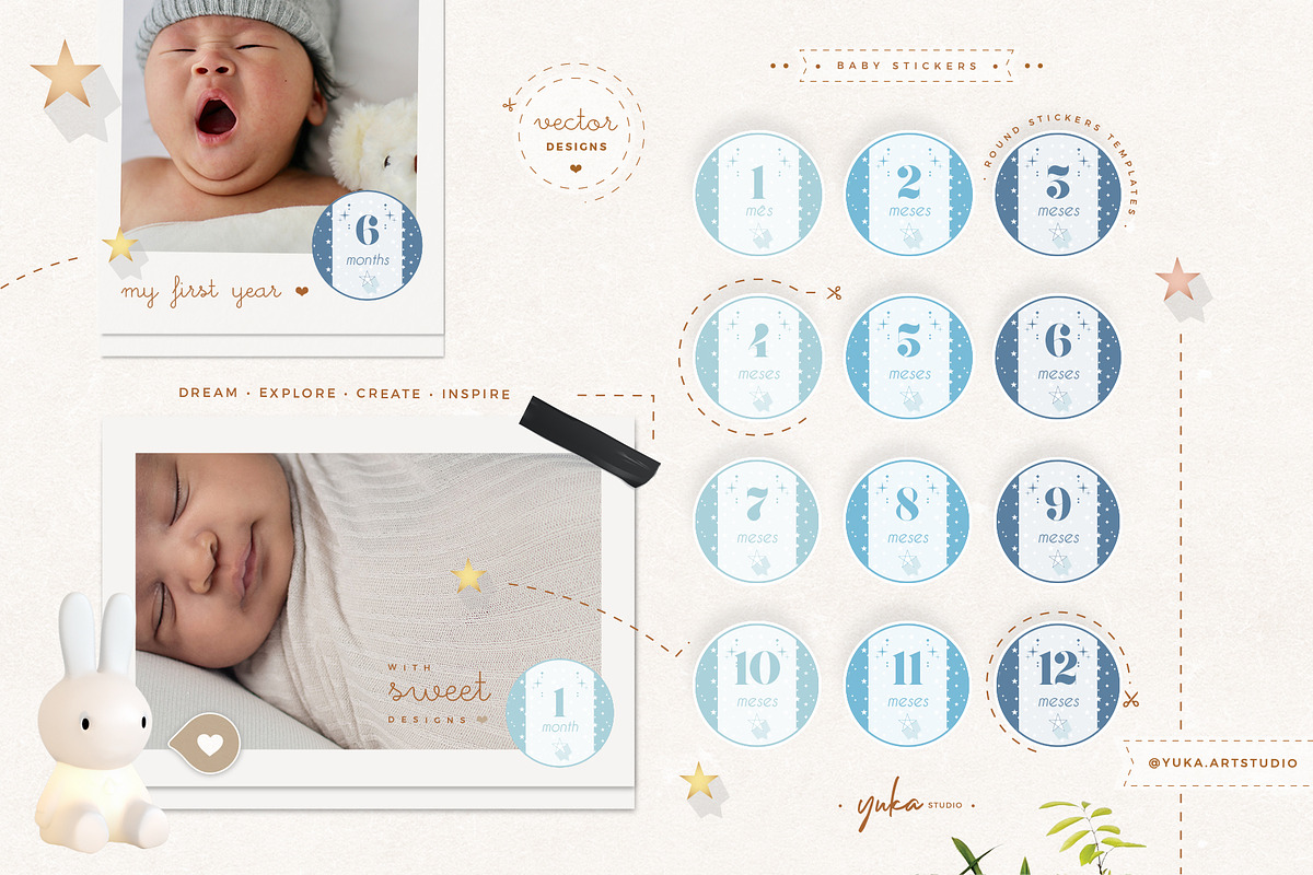Monthly Baby Stickers, a Stationery Template by Yuka Baby (Photo 3 of 4)
