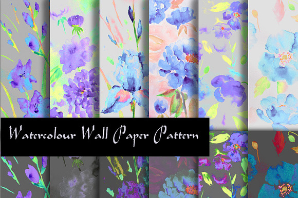 Watercolor Floral Pattern Purple preview 5