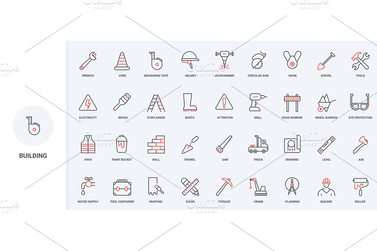 Construction site worker icons, an Illustration by Lemberg Vector